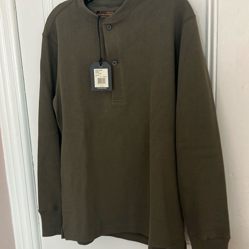 Filson Waffle Knit Henley- Mossyrock, Size Small